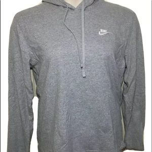 Nike Jersey Club Lightweight Cotton Pullover Hoodie - Gray - Mens L - 807249-063